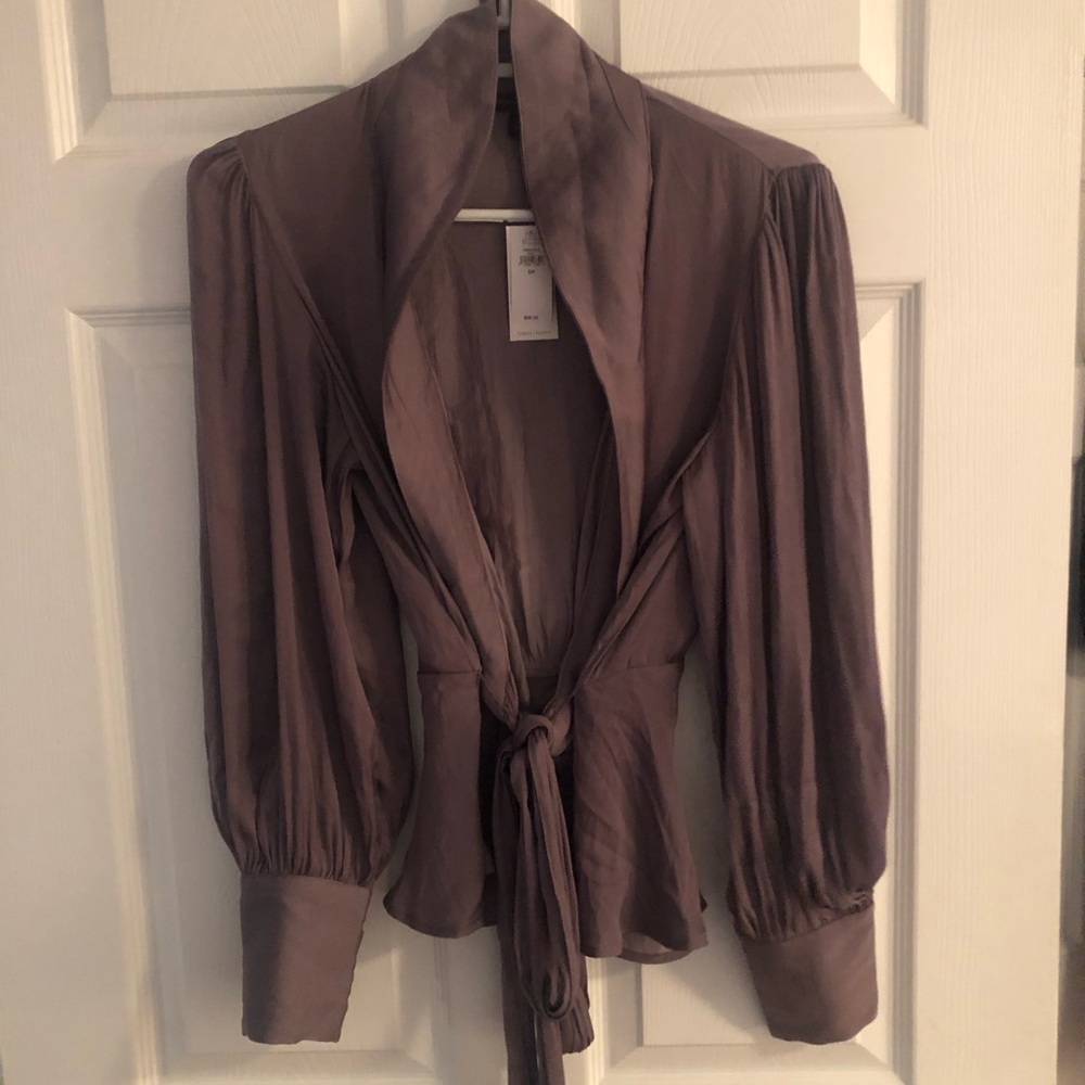 NWTS Banana Republic lilac purple wrapped balloon sleeve blouse, small